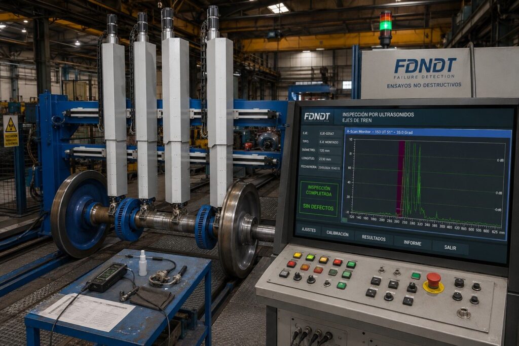 Sistema automático de ultrasonidos para ejes y ruedas ferroviarias